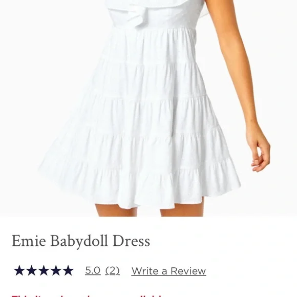 Lilly Pulitzer Emie Babydoll Dress. White. Size 6 - Picture 5 of 11